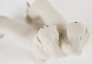 Dachshund Unpainted Cruet Set