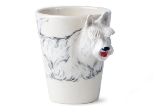 The wonderful Wheaten Scottish Terrier portrayed beautifully on a Blue Witch ceramic. This breed has a reputation for being somewhat hot tempered but is still a much loved and loyal family pet.