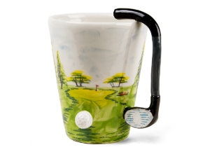 Celebrating the world renowned game of Golf is this inimitable Blue Witch ceramic. The origins of golf are uncertain but there is no doubt that the modern golf game developed in the dunes of Scotland, where the habit of hitting small stones with sticks became a contest to hit the longest and the straightest.