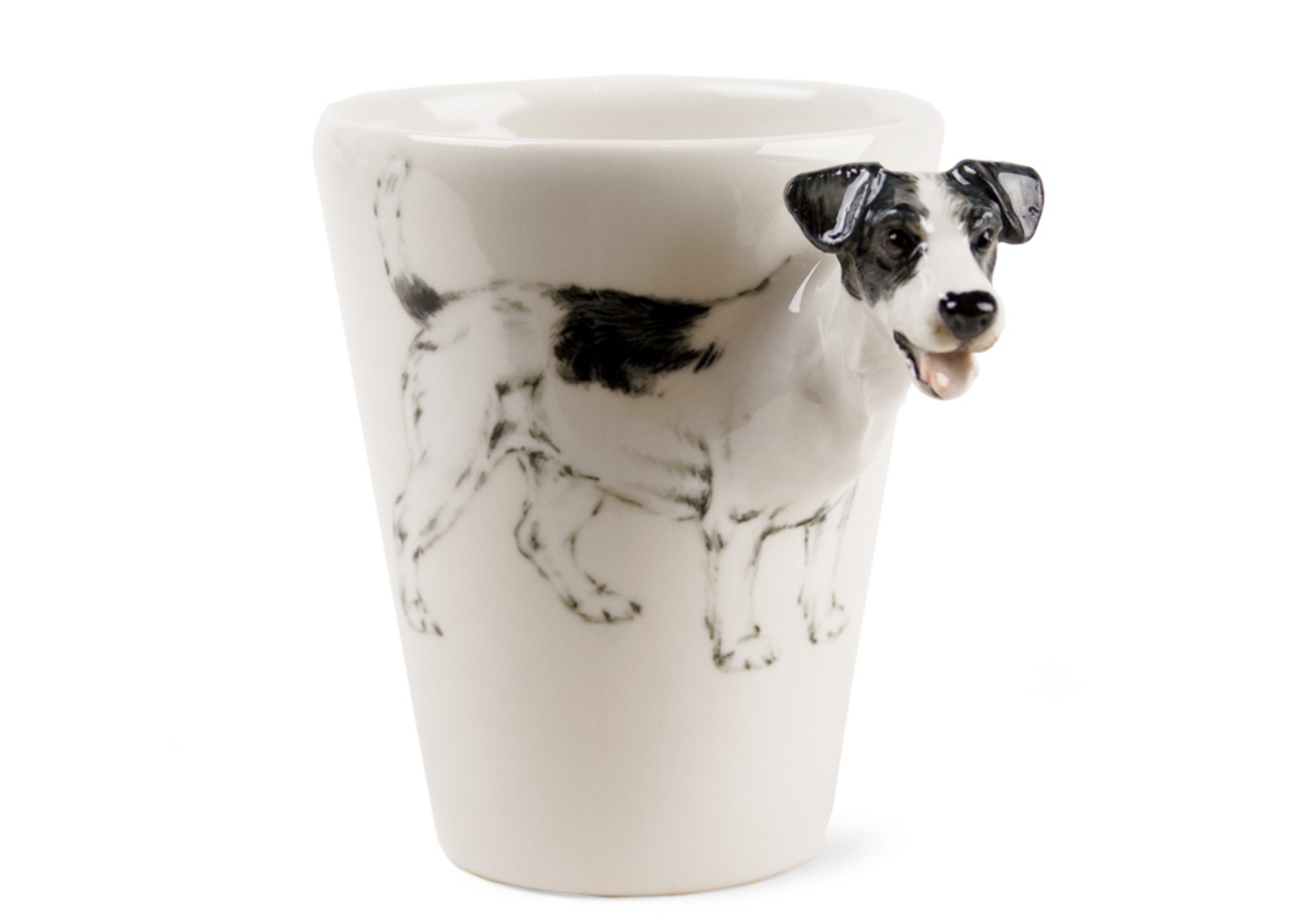 He might small in size but what he lacks in stature he certainly makes up for with his tremendous tenacious spirit. The fun-loving Jack Russell is beautifully captured on Blue Witch ceramic. This feisty little dog is full of heart is loved by countless owners.