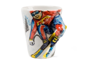 An amazingly awesome Blue Witch Ski Coffee Mug from our sports collection featuring a skier in action. Nordic people have been skiing since pre-historic times and evidence of this activity has been documented on wall carvings dating back to 5000 BC.