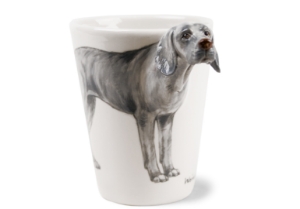 The fearless and headstrong Weimaraner originates from Germany where it was bred to track and hunt large game and its instincts mean it is still used as a guard and watchdog, although it is also a much-loved family pet. Beautifully presented on this Blue Witch ceramic.