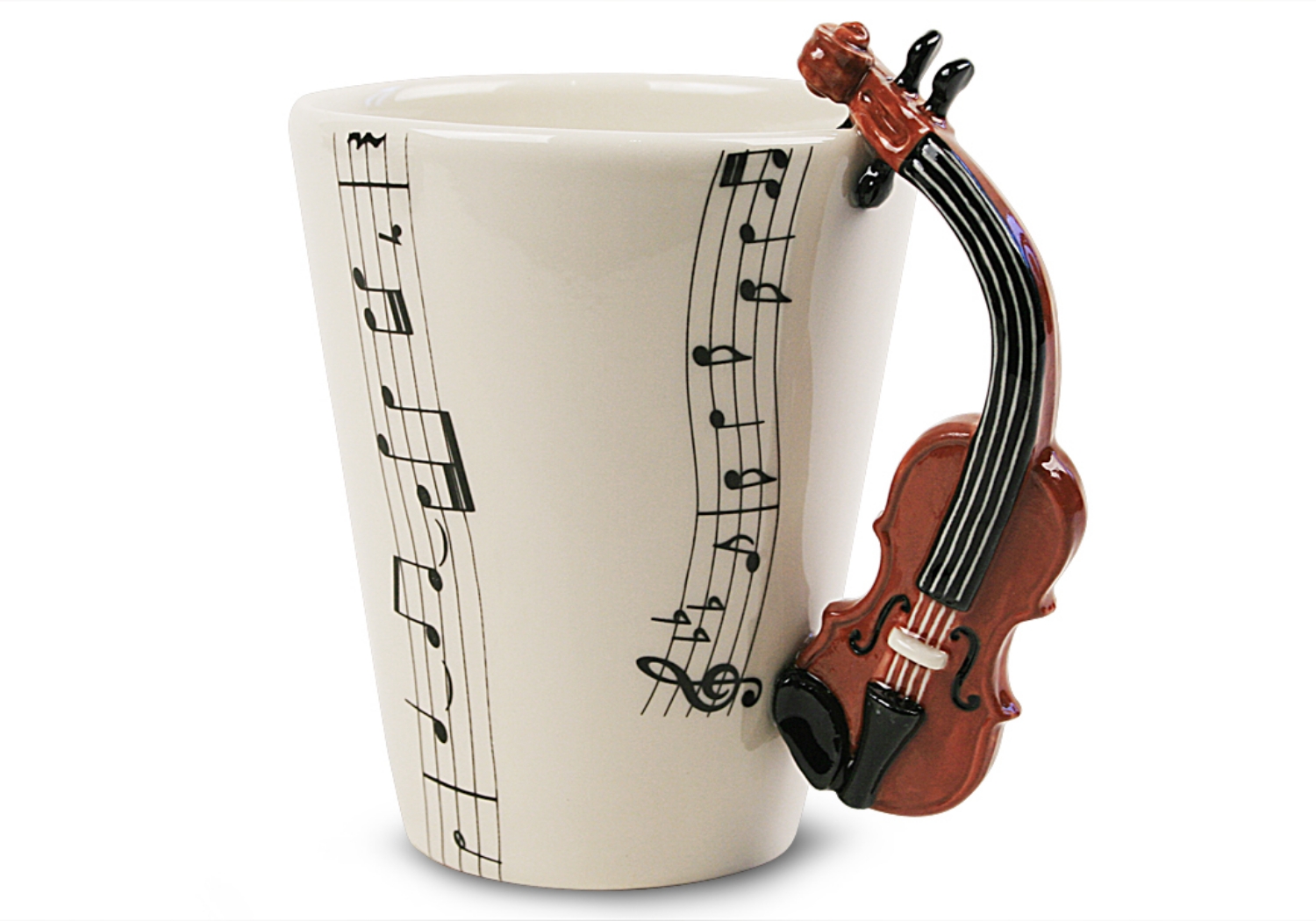 An exquisite ceramic Coffee Mug by Blue Witch. Sometimes referred to as the fiddle, the Violin has four strings and is the smallest member of the violin family. The word violin actually comes from the Latin 'vitula' which literally means stringed instrument.