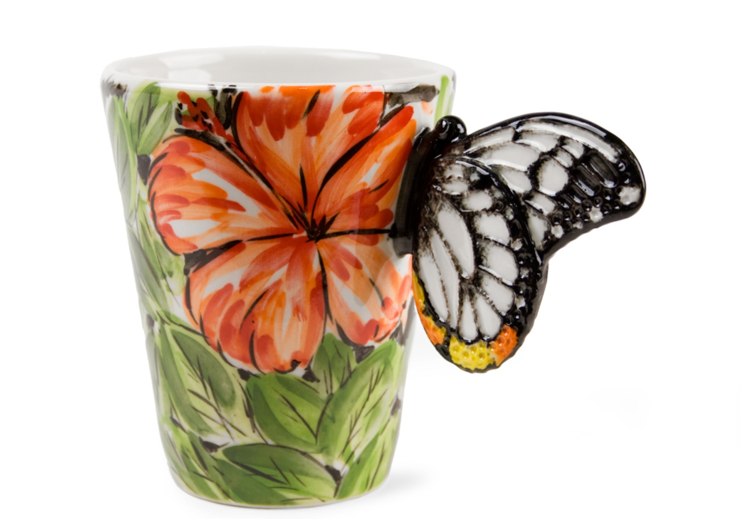 A beautiful ethereal Butterfly resting on a gorgeous Blue Witch ceramic coffee mug. Butterflies are fascinating creatures, with its humble beginnings as the caterpillar to its truly astonishing metamorphosis into the airborne butterfly.