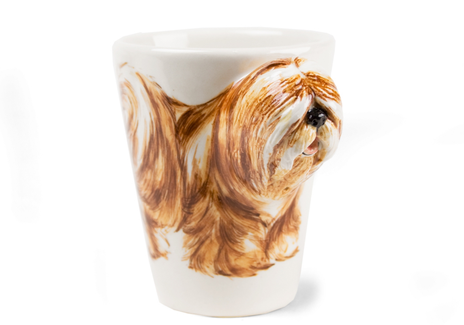 The Tibetan Terrier is not actually a terrier, it was so called by European travellers to Tibet. This gentle and affectionate breed is showcased on a ceramic from Blue Witch.