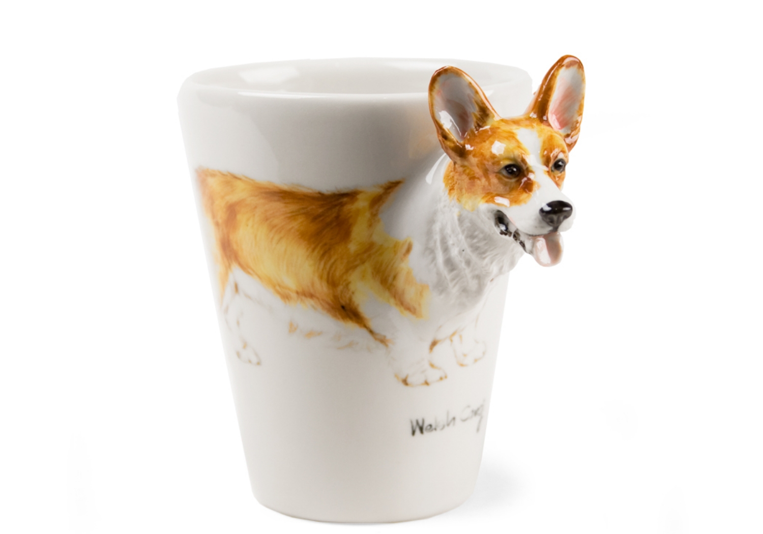 It is believed the Welsh Corgi is descended from Viking herding dogs. Known to be the pets of the English Monarchy they are said to make excellent companions. This lovely little dog is portrayed on a delectable ceramic by Blue Witch.