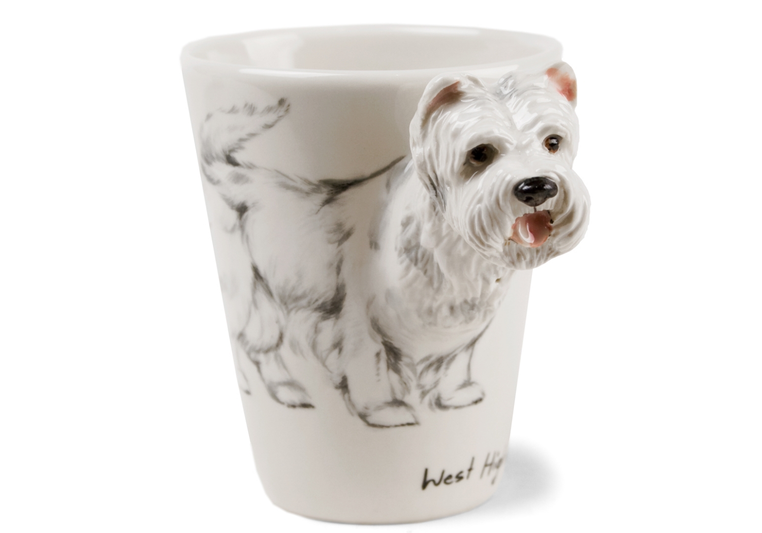 A lovely Blue Witch ceramic. The West Highland Terrier, or Westie, was bred for ratting but is now a very popular family pet thanks to its devoted and courageous personality.
