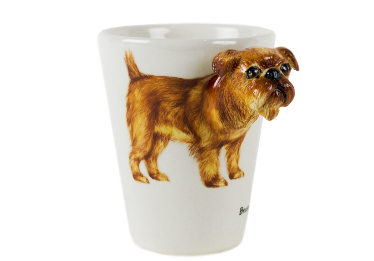 A jolly and unique Blue Witch coffee mug. This “monkey face” has made it all the way to Hollywood! The Brussels Griffon was the inspiration behind the creation of the Ewoks on Star Wars and a Griffon had a supporting role alongside Jack Nicholson in the film As Good As It Gets. The Brussels Griffon, also known as the Griffon Brucellosis in Europe, has an adorable appearance and has facial expressions that almost appear human!