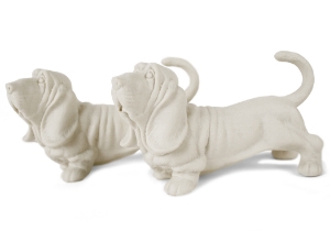 Basset Hound Unpainted Cruet Set