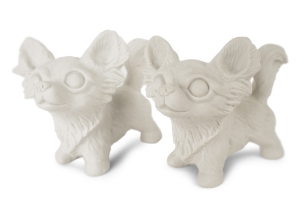 Chihuahua Long-haired Unpainted Cruet Set