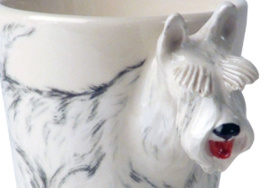 The wonderful Wheaten Scottish Terrier portrayed beautifully on a Blue Witch ceramic. This breed has a reputation for being somewhat hot tempered but is still a much loved and loyal family pet.
