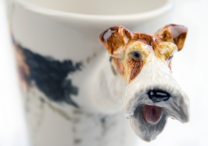 This exquisite Blue Witch ceramic features the adventurous and spirited Wire Hair Fox Terrier. Originating from Great Britain the boisterous Fox terrier was originally bred for fox and vermin hunting.