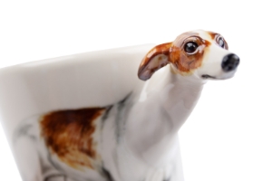 The sylph-like Whippet is, of course, famous for its incredible speed and is often seen racing around a track. This intelligent creature was originally a hunter of small game and comes from Great Britain. A beautiful ceramic from Blue Witch featuring this marvellous animal.