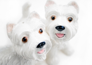 A lovely Blue Witch ceramic. The West Highland Terrier, or Westie, was bred for ratting but is now a very popular family pet thanks to its devoted and courageous personality.